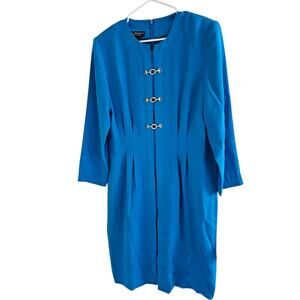 Debra Michaels Collection coral Blue long sleeve A-line dress Size 12